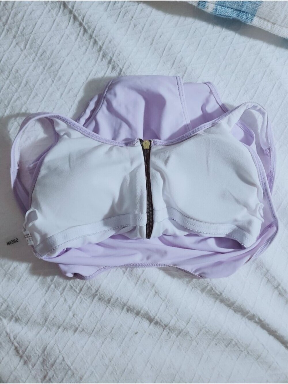 Cool Lilac Padded Cheeky High Cut Swimsuit with Zip Front - Picture 7 of 15